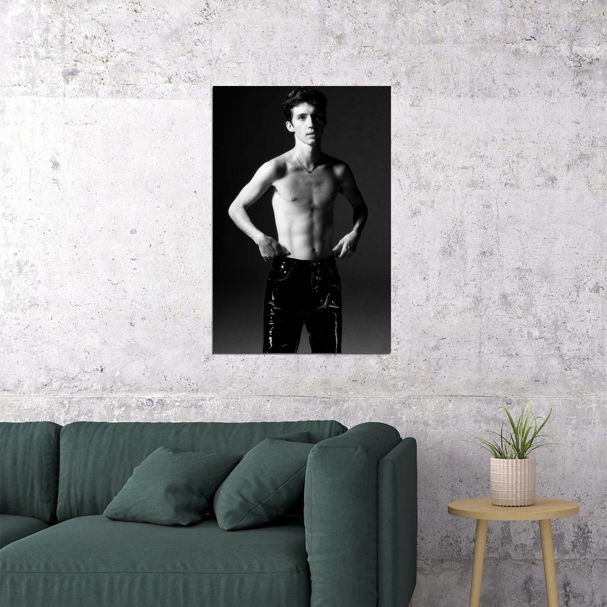 Troye Sivan Black and White Photo Print Gay Icon Hollywood Celebrity Poster Shirtless Handsome Man Wall Art Hot Male Aesthetic Decor for Bedroom Office