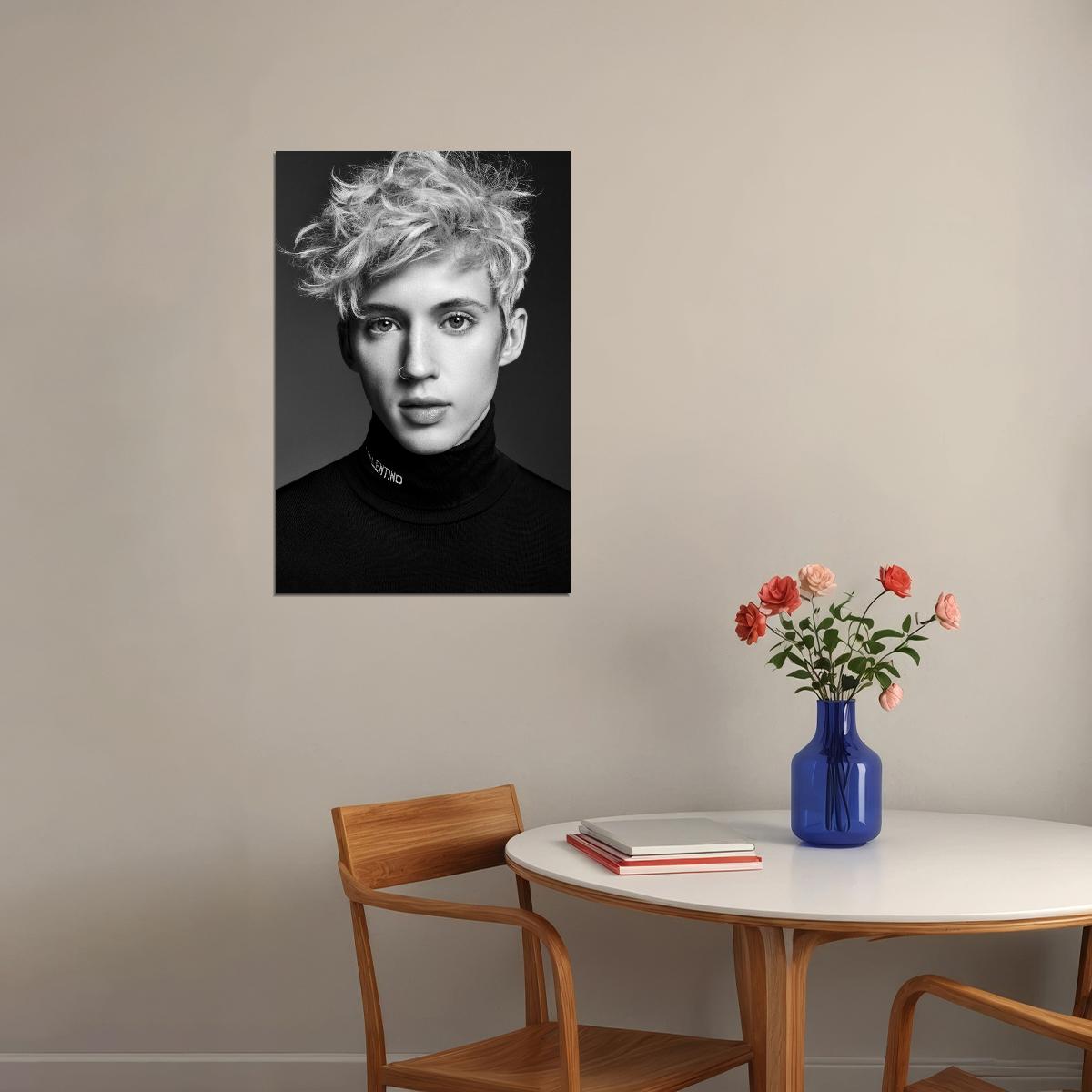 Troye Sivan Portrait Photo Print Hollywood Celebrity Poster Handsome Man Wall Art Stylish Male Model Aesthetic Decor for Bedroom Office