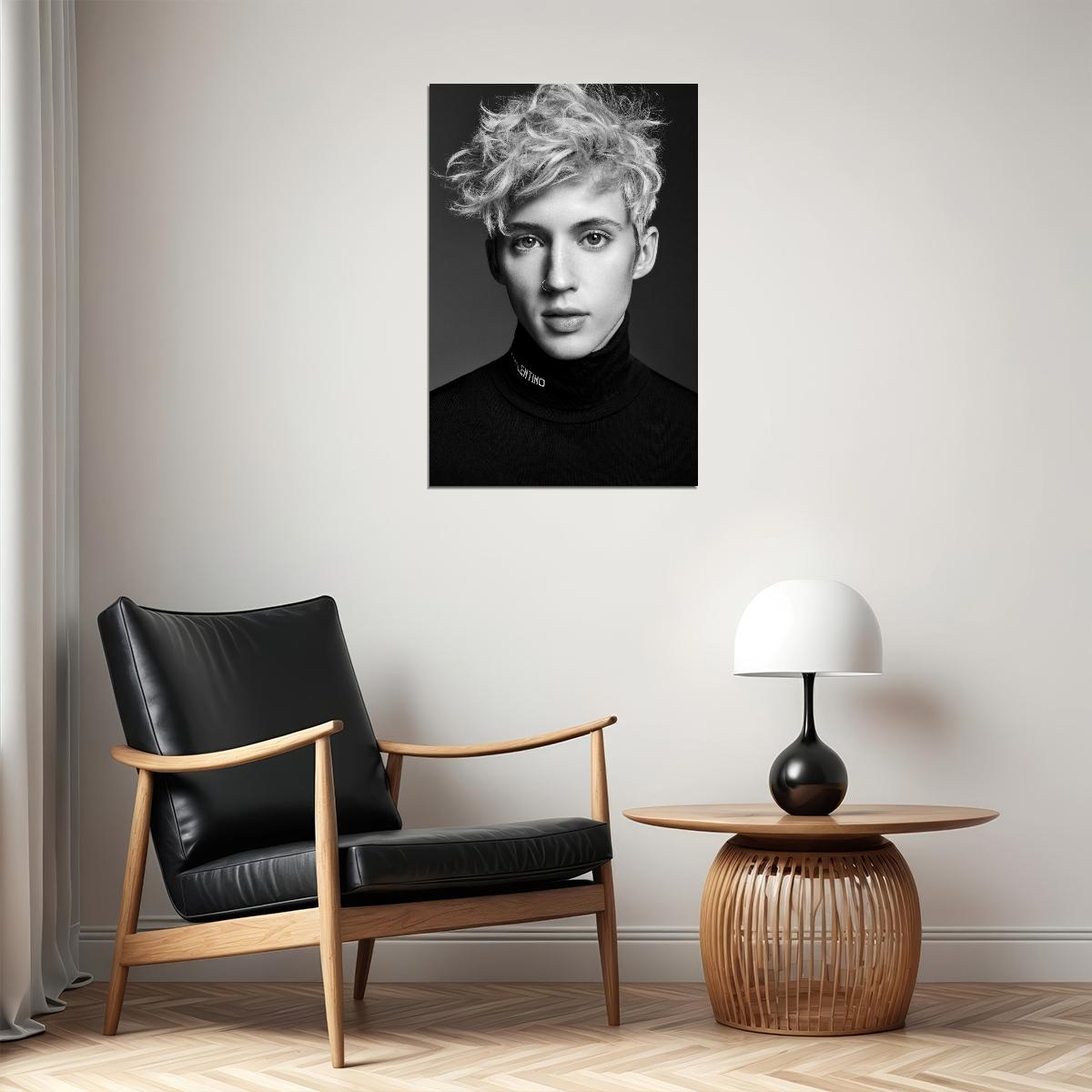 Troye Sivan Portrait Photo Print Hollywood Celebrity Poster Handsome Man Wall Art Stylish Male Model Aesthetic Decor for Bedroom Office