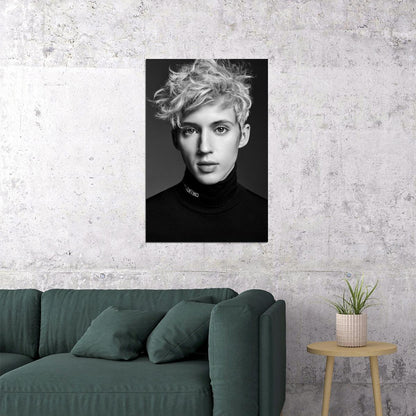 Troye Sivan Portrait Photo Print Hollywood Celebrity Poster Handsome Man Wall Art Stylish Male Model Aesthetic Decor for Bedroom Office
