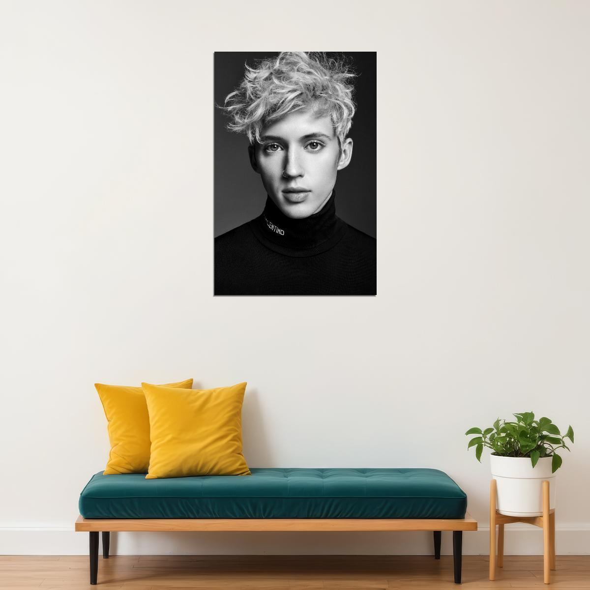 Troye Sivan Portrait Photo Print Hollywood Celebrity Poster Handsome Man Wall Art Stylish Male Model Aesthetic Decor for Bedroom Office