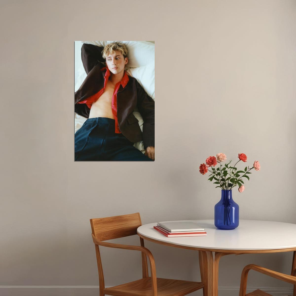 Troye Sivan Stylish Photo Print Gay Icon Hollywood Celebrity Poster Handsome Man Wall Art Hot Male Model Aesthetic Decor for Bedroom Living Space
