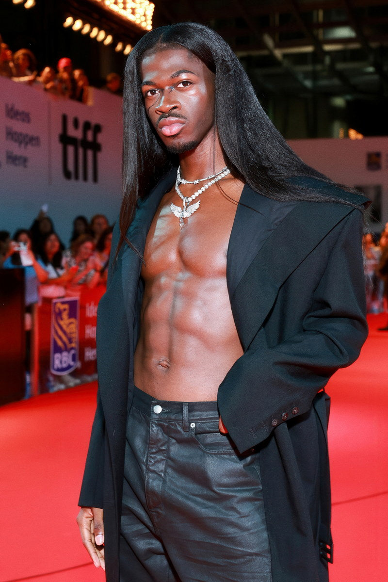 Lil Nas X Red Carpet Photo Print Gay Icon Hollywood Celebrity Poster Shirtless Handsome Black Man Wall Art Hot Male Aesthetic Decor for Bedroom Living Room - xonomax