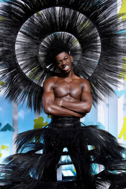 Lil Nas X Fashion Editorial Photo Print Gay Icon Hollywood Celebrity Poster Handsome Black Man Wall Art Hot Male Model Aesthetic Decor for Bedroom Office - xonomax