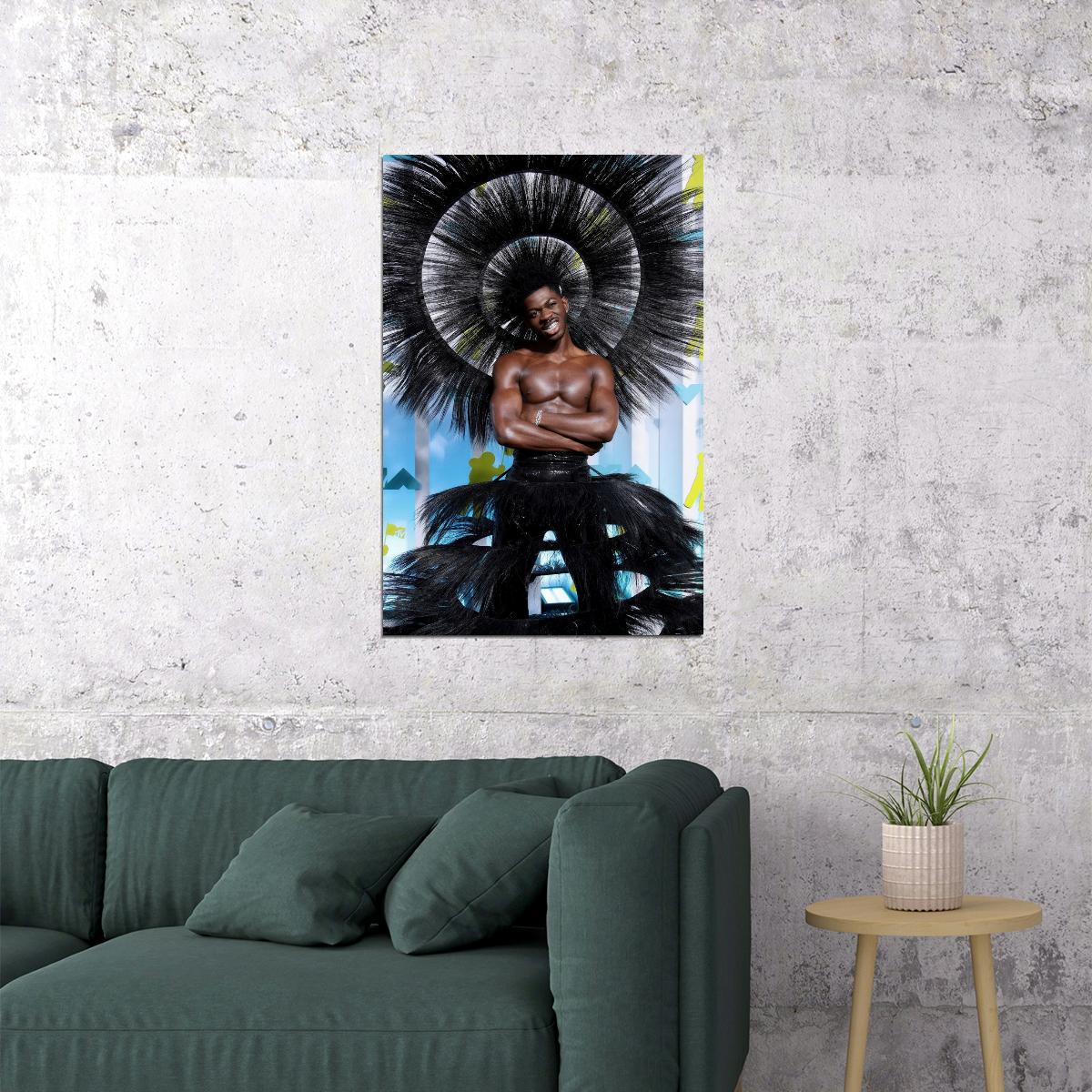 Lil Nas X Fashion Editorial Photo Print Gay Icon Hollywood Celebrity Poster Handsome Black Man Wall Art Hot Male Model Aesthetic Decor for Bedroom Office - xonomax