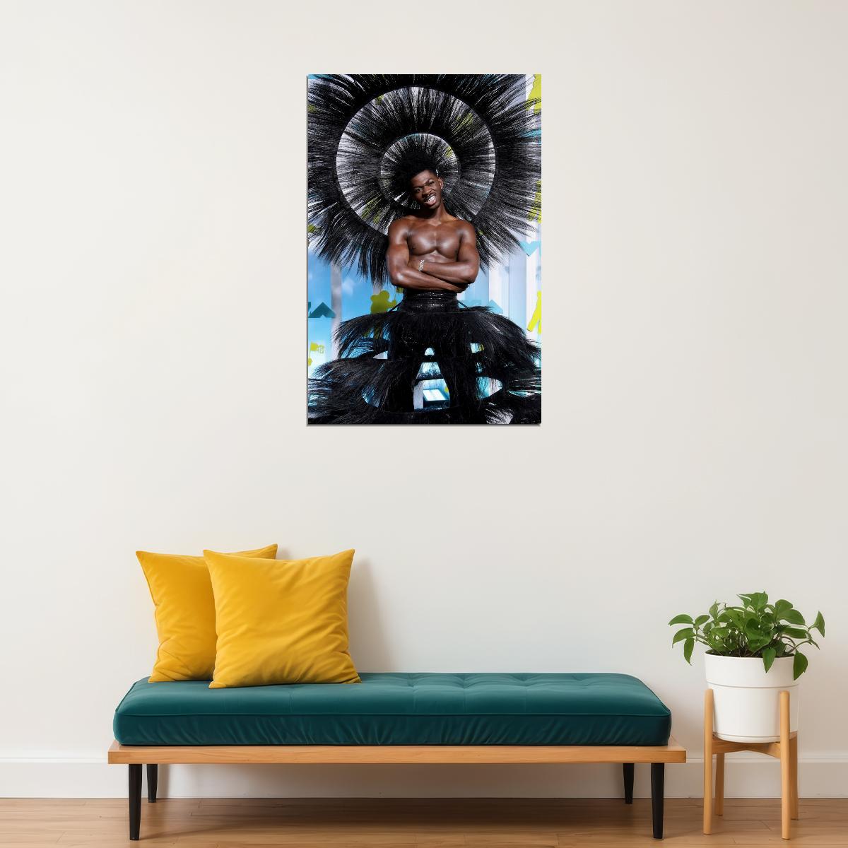 Lil Nas X Fashion Editorial Photo Print Gay Icon Hollywood Celebrity Poster Handsome Black Man Wall Art Hot Male Model Aesthetic Decor for Bedroom Office - xonomax