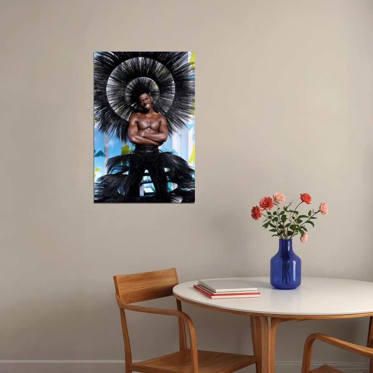 Lil Nas X Fashion Editorial Photo Print Gay Icon Hollywood Celebrity Poster Handsome Black Man Wall Art Hot Male Model Aesthetic Decor for Bedroom Office - xonomax