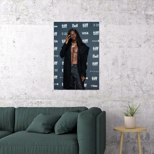 Lil Nas X Stylish Photo Print Hollywood Celebrity Poster Shirtless Handsome Man Wall Art Hot Male Model Aesthetic Decor for Bedroom Living Space - xonomax