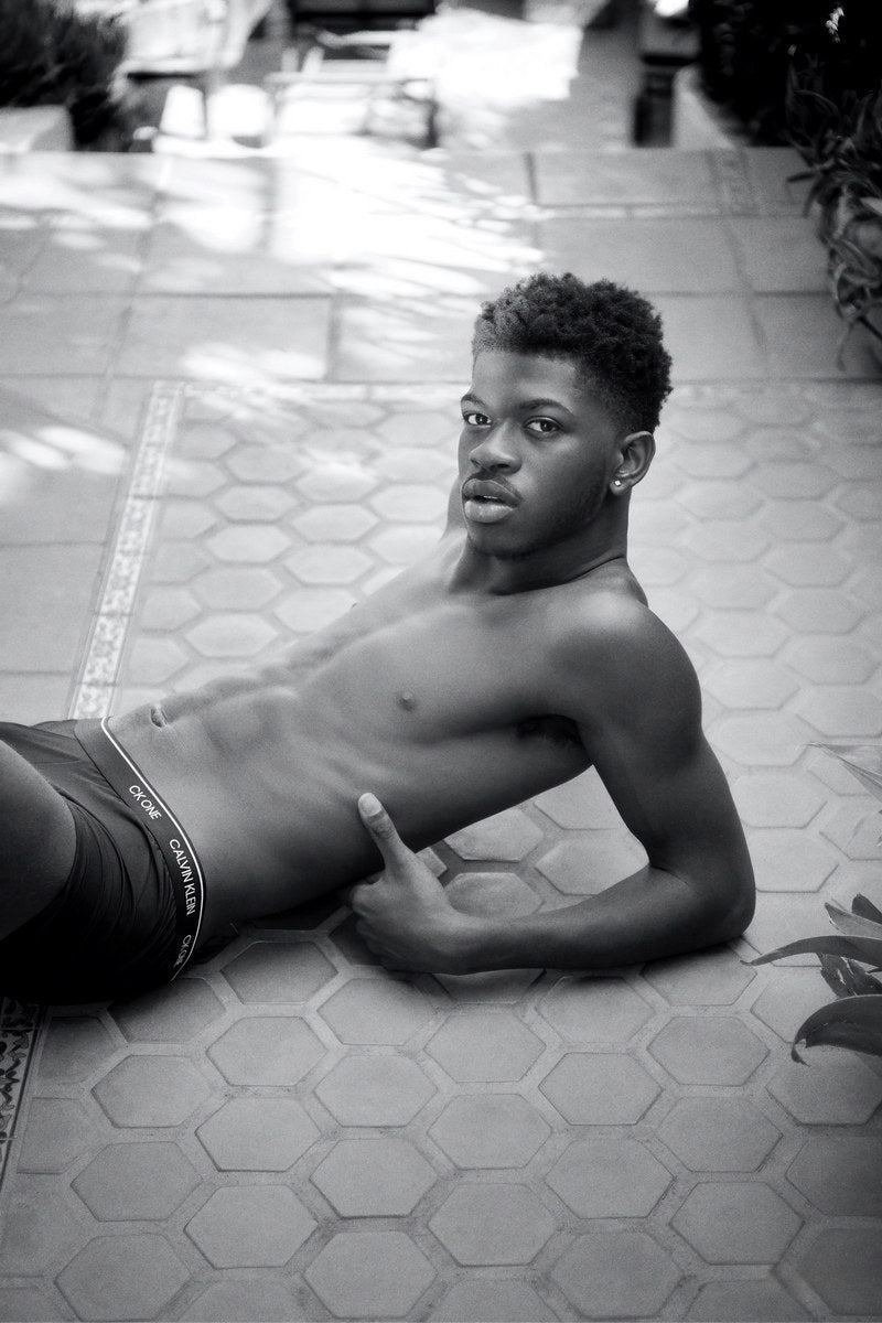 Lil Nas X Black and White Photo Print Hollywood Celebrity Poster Shirtless Handsome Man Wall Art Hot Male Aesthetic Decor for Bedroom Living Room - xonomax