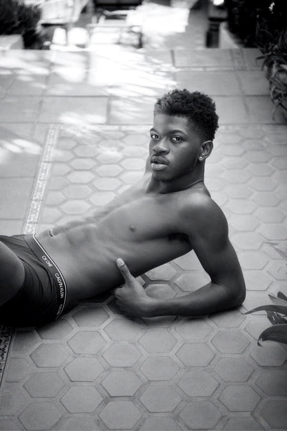 Lil Nas X Black and White Photo Print Hollywood Celebrity Poster Shirtless Handsome Man Wall Art Hot Male Aesthetic Decor for Bedroom Living Room - xonomax