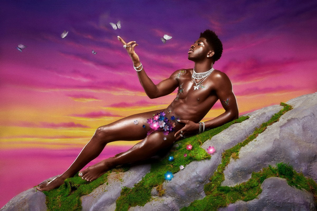 Lil Nas X Fantasy Art Photo Print Gay Icon Hollywood Celebrity Poster Shirtless Handsome Black Man Wall Art Hot Male Aesthetic Decor for Bedroom Living Space - xonomax