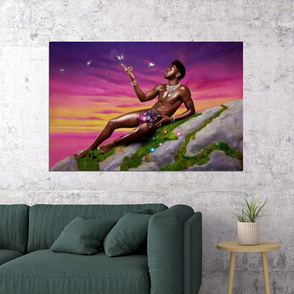 Lil Nas X Fantasy Art Photo Print Gay Icon Hollywood Celebrity Poster Shirtless Handsome Black Man Wall Art Hot Male Aesthetic Decor for Bedroom Living Space - xonomax