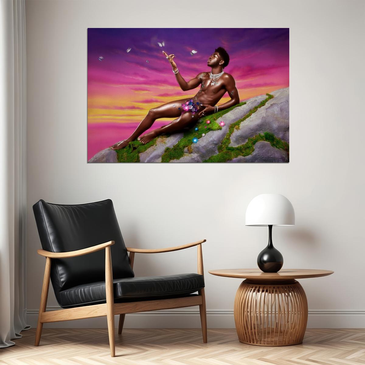 Lil Nas X Fantasy Art Photo Print Gay Icon Hollywood Celebrity Poster Shirtless Handsome Black Man Wall Art Hot Male Aesthetic Decor for Bedroom Living Space - xonomax