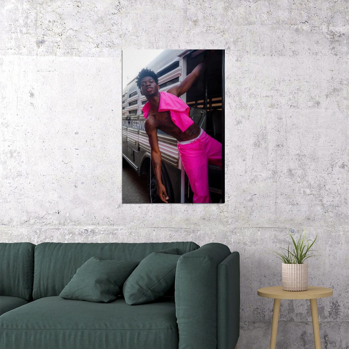 Lil Nas X Bold Fashion Photo Print Hollywood Celebrity Poster Handsome Black Man Wall Art Hot Male Model Aesthetic Decor for Bedroom Living Room - xonomax