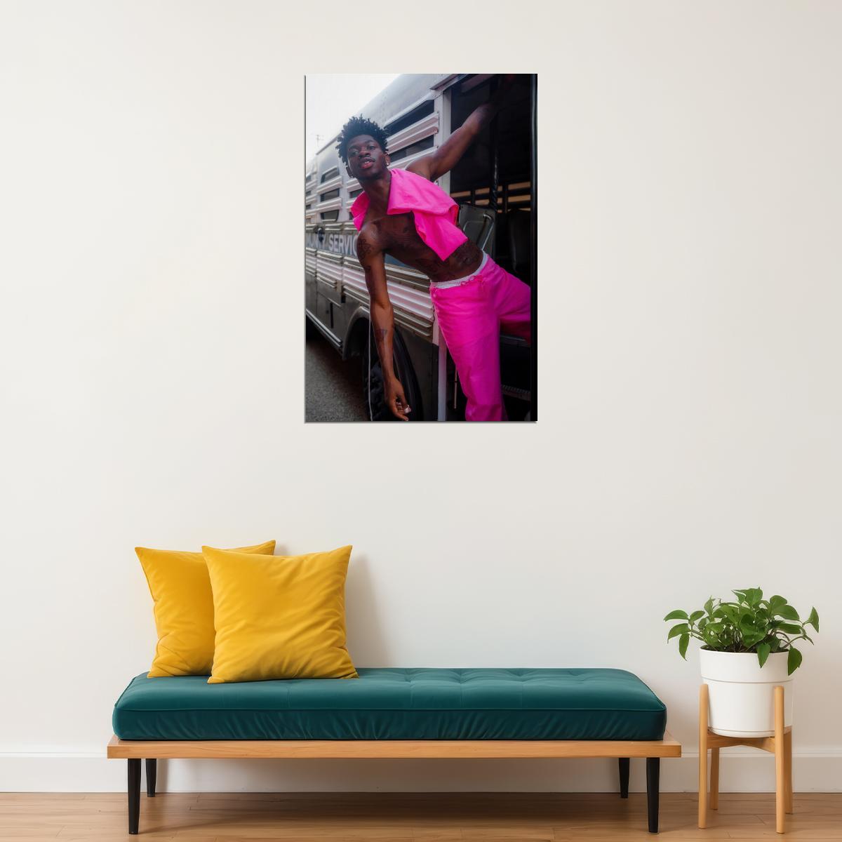 Lil Nas X Bold Fashion Photo Print Hollywood Celebrity Poster Handsome Black Man Wall Art Hot Male Model Aesthetic Decor for Bedroom Living Room - xonomax