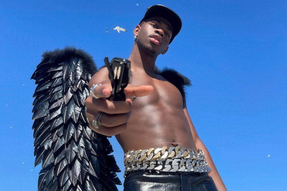 Lil Nas X Angelic Wings Photo Print Gay Icon Hollywood Celebrity Poster Shirtless Handsome Black Man Wall Art Hot Male Aesthetic Decor for Bedroom Living Space - xonomax
