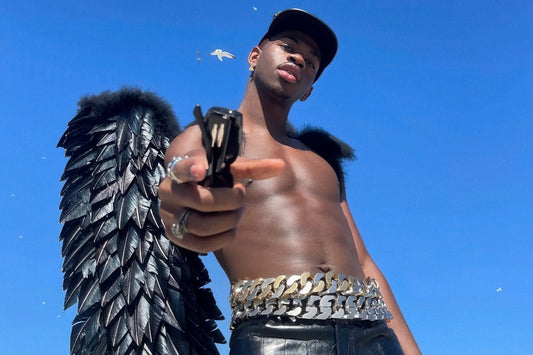 Lil Nas X Angelic Wings Photo Print Gay Icon Hollywood Celebrity Poster Shirtless Handsome Black Man Wall Art Hot Male Aesthetic Decor for Bedroom Living Space - xonomax