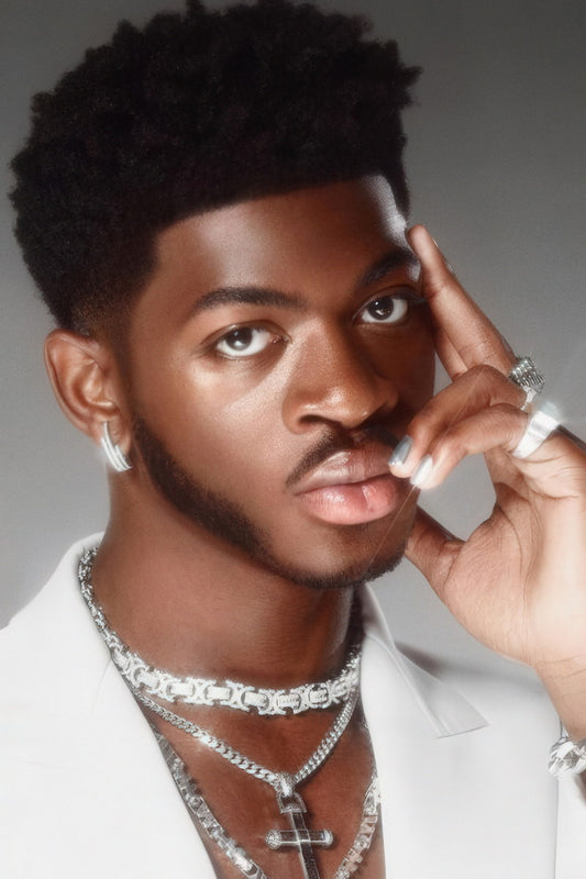 Lil Nas X Stylish Portrait Photo Print Gay Icon Hollywood Celebrity Poster Handsome Black Man Wall Art Hot Male Aesthetic Decor for Bedroom Living Space - xonomax