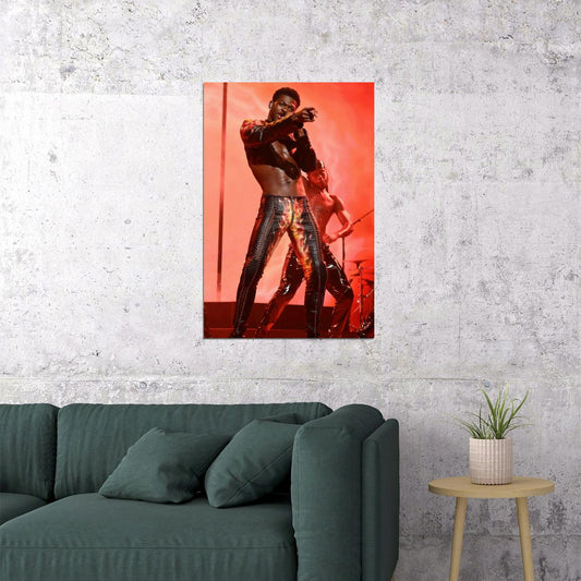 Lil Nas X Concert Photo Print Gay Icon Hollywood Celebrity Poster Shirtless Handsome Black Man Wall Art Hot Male Model Aesthetic Decor for Bedroom Living Space - xonomax