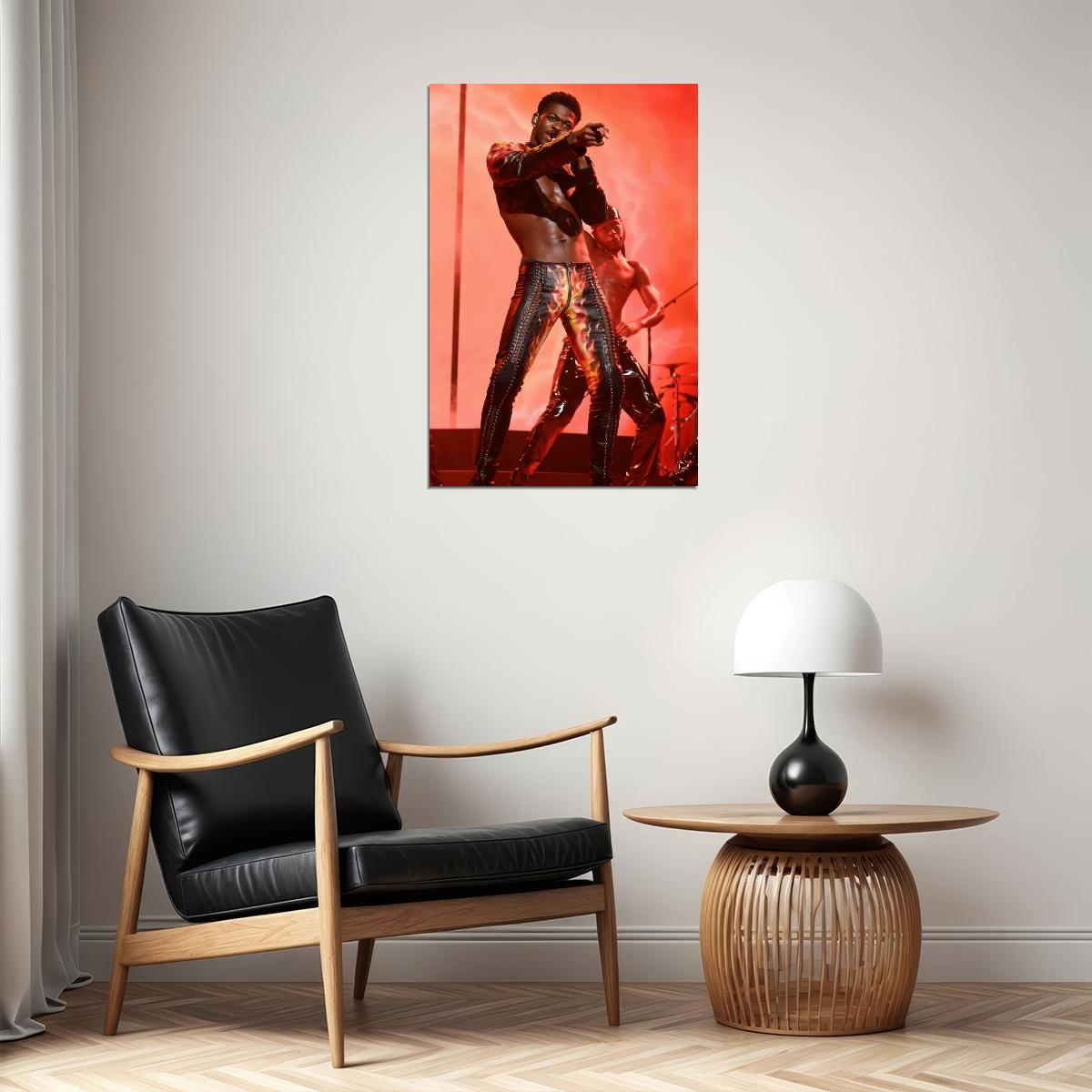 Lil Nas X Concert Photo Print Gay Icon Hollywood Celebrity Poster Shirtless Handsome Black Man Wall Art Hot Male Model Aesthetic Decor for Bedroom Living Space - xonomax