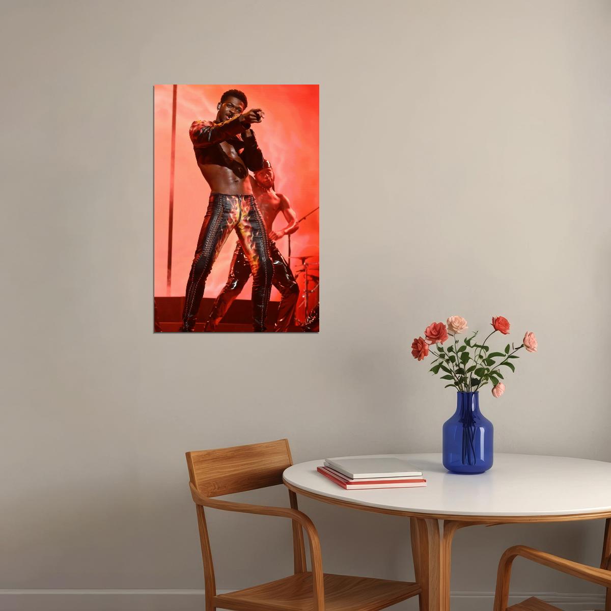 Lil Nas X Concert Photo Print Gay Icon Hollywood Celebrity Poster Shirtless Handsome Black Man Wall Art Hot Male Model Aesthetic Decor for Bedroom Living Space - xonomax