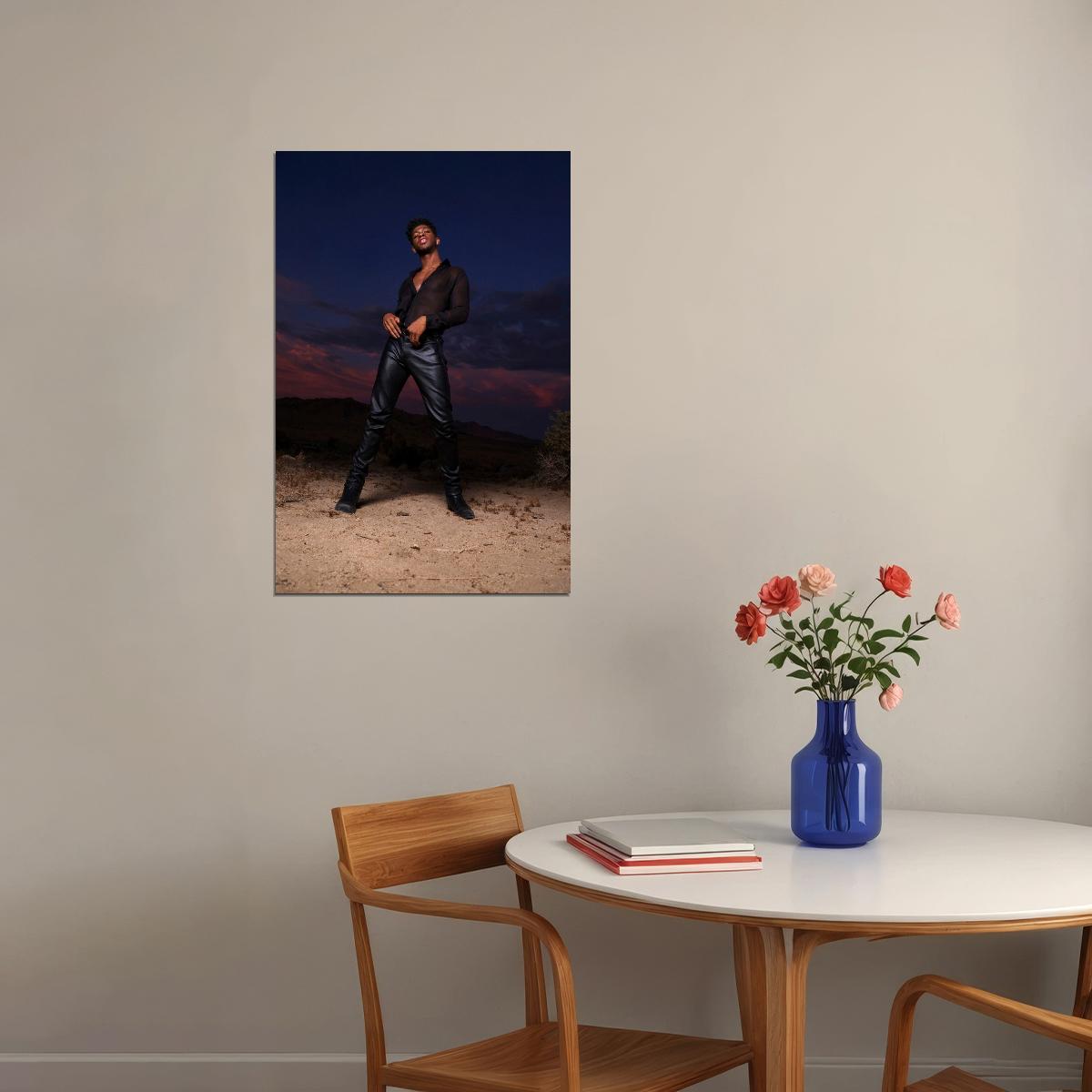 Lil Nas X Stylish Photo Print Hollywood Celebrity Poster Handsome Black Man Wall Art Hot Male Model Aesthetic Decor for Bedroom Living Room - xonomax