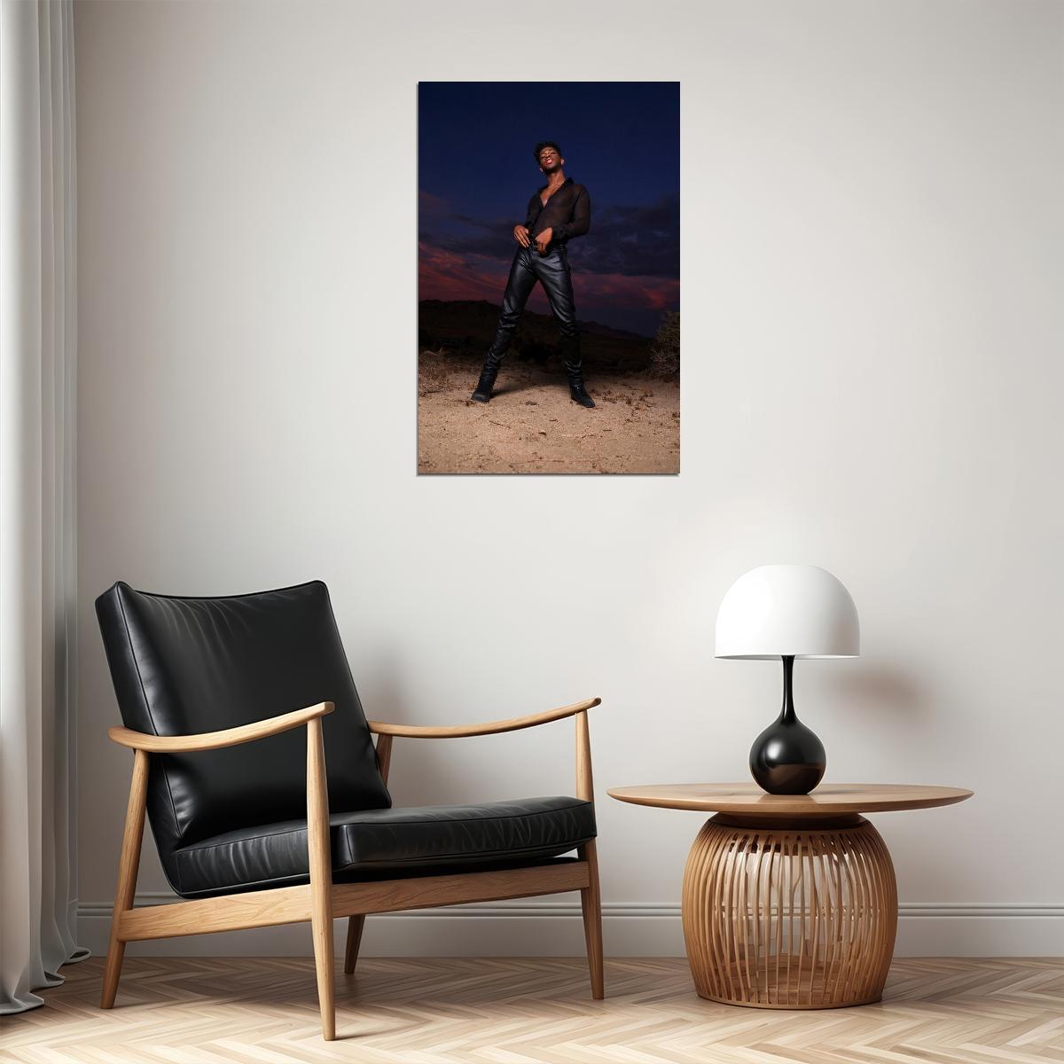 Lil Nas X Stylish Photo Print Hollywood Celebrity Poster Handsome Black Man Wall Art Hot Male Model Aesthetic Decor for Bedroom Living Room - xonomax
