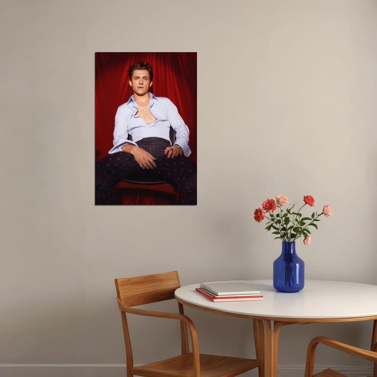 Tom Holland Stylish Photo Print Hollywood Celebrity Poster Handsome Man Wall Art Hot Male Model Aesthetic Decor for Bedroom Living Room
