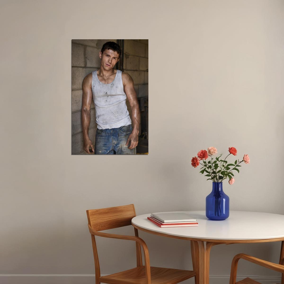 Tom Holland Gritty Movie Scene Photo Print Hollywood Celebrity Poster Handsome Man Wall Art Hot Male Aesthetic Decor for Bedroom Living Space