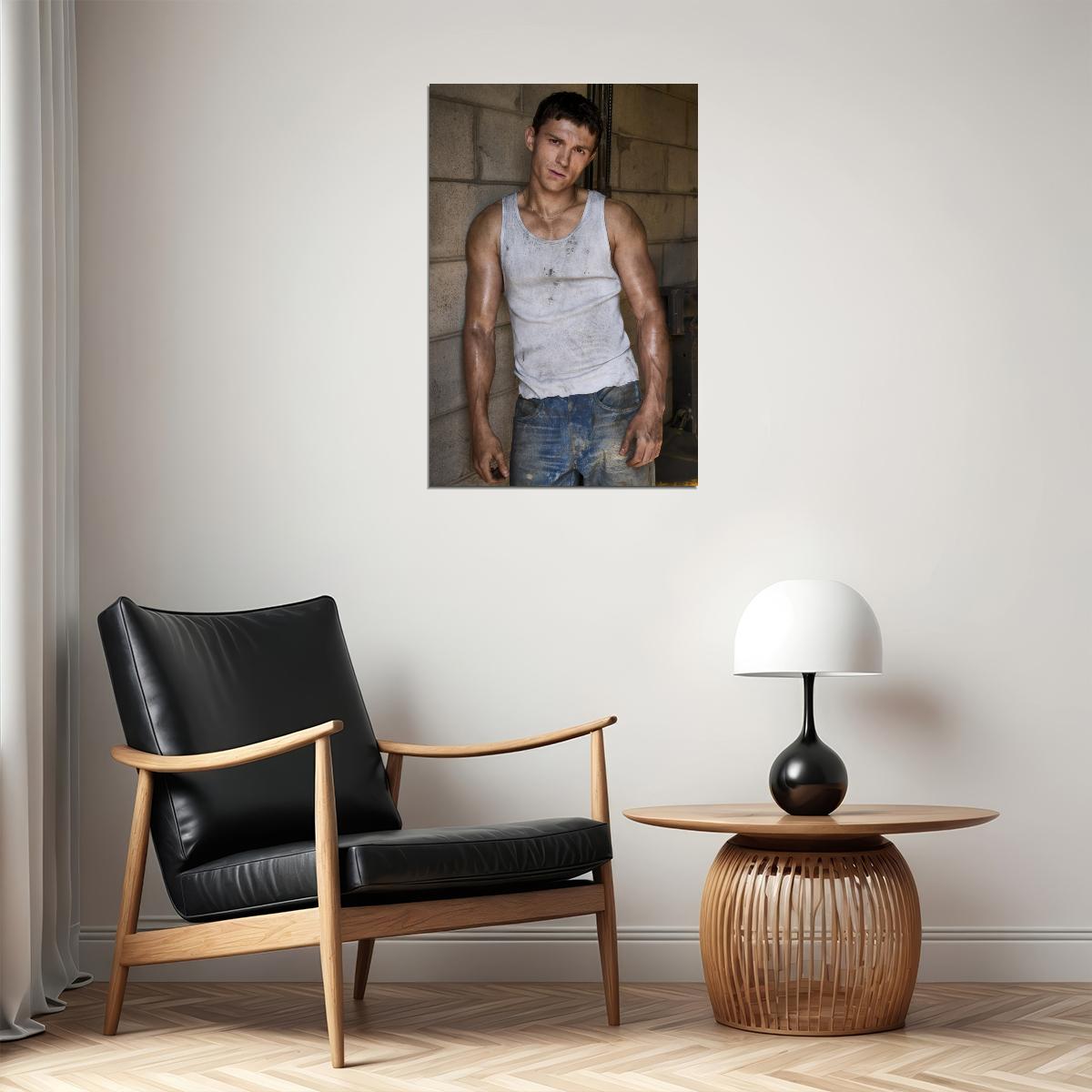 Tom Holland Gritty Movie Scene Photo Print Hollywood Celebrity Poster Handsome Man Wall Art Hot Male Aesthetic Decor for Bedroom Living Space