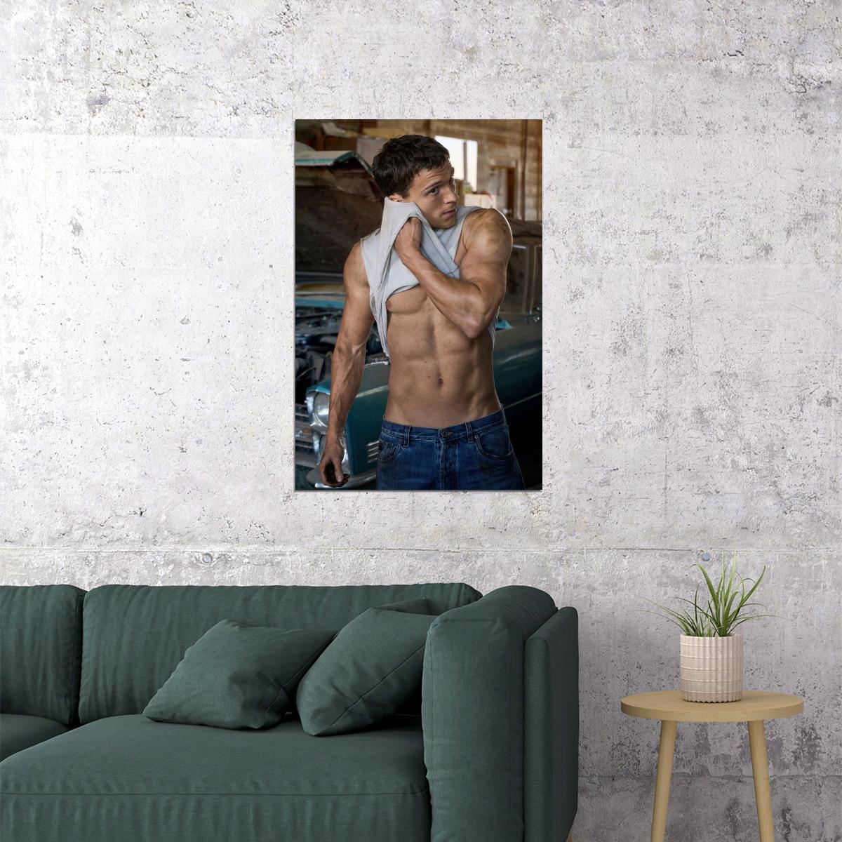Tom Holland Shirtless Photo Print Hollywood Celebrity Poster Handsome Man Wall Art Hot Male Model Aesthetic Decor for Bedroom Living Room