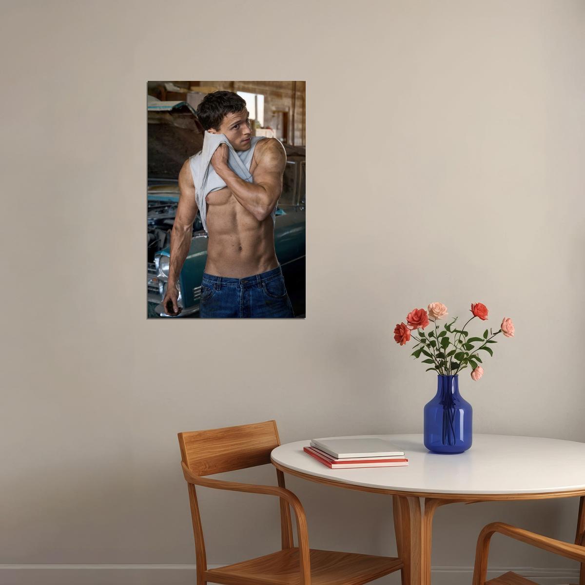 Tom Holland Shirtless Photo Print Hollywood Celebrity Poster Handsome Man Wall Art Hot Male Model Aesthetic Decor for Bedroom Living Room