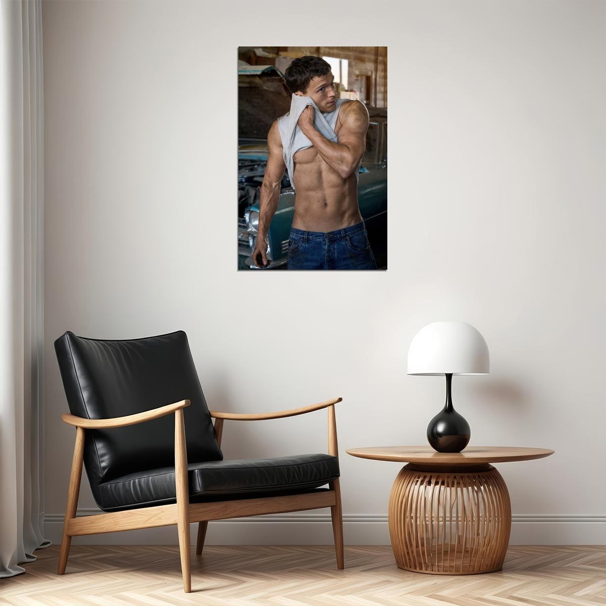 Tom Holland Shirtless Photo Print Hollywood Celebrity Poster Handsome Man Wall Art Hot Male Model Aesthetic Decor for Bedroom Living Room