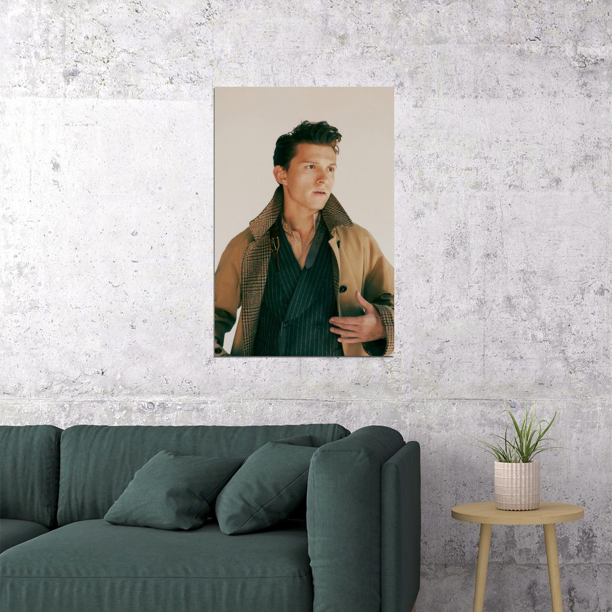 Tom Holland Retro Fashion Photo Print Hollywood Celebrity Poster Handsome Man Wall Art Hot Male Aesthetic Decor for Bedroom Office