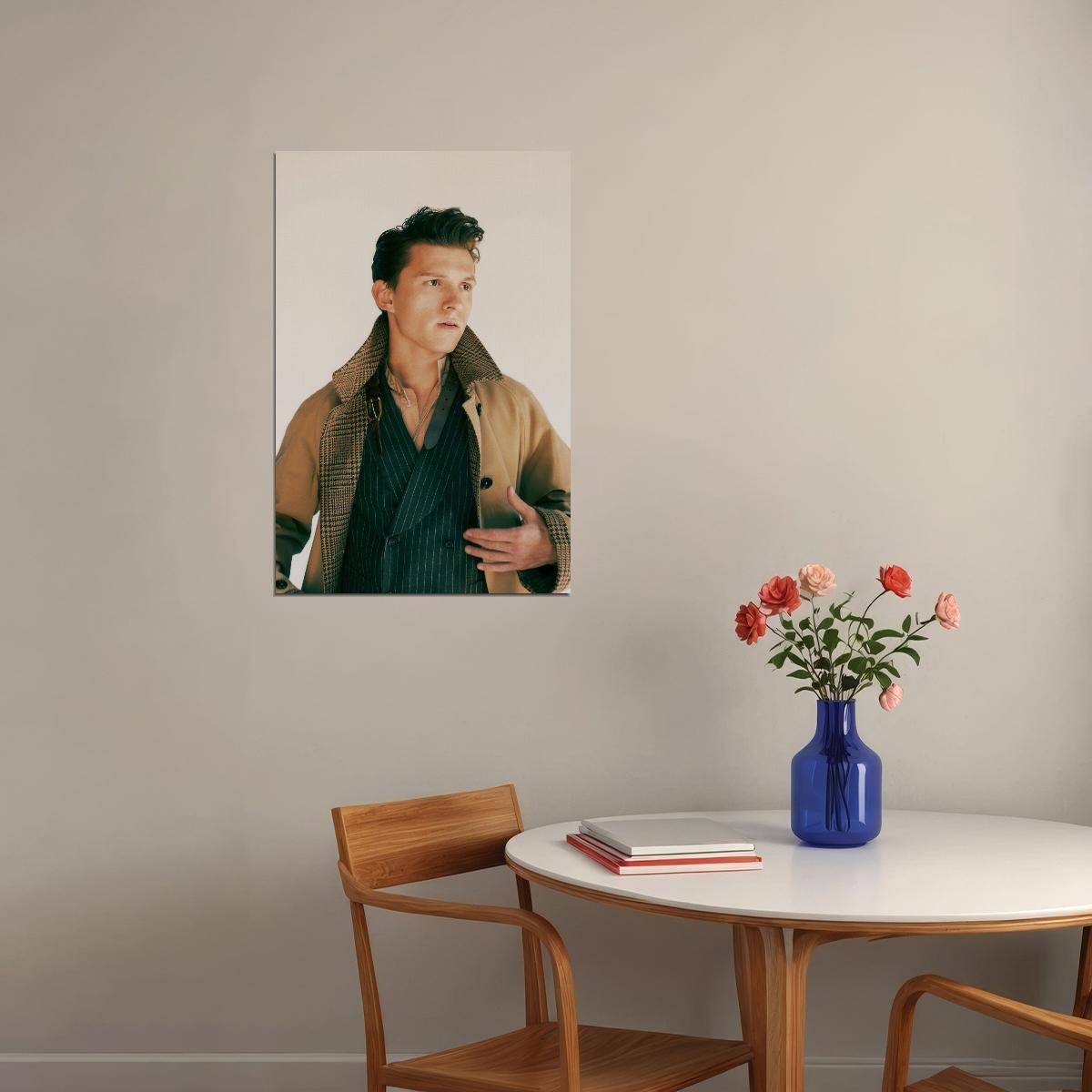 Tom Holland Retro Fashion Photo Print Hollywood Celebrity Poster Handsome Man Wall Art Hot Male Aesthetic Decor for Bedroom Office