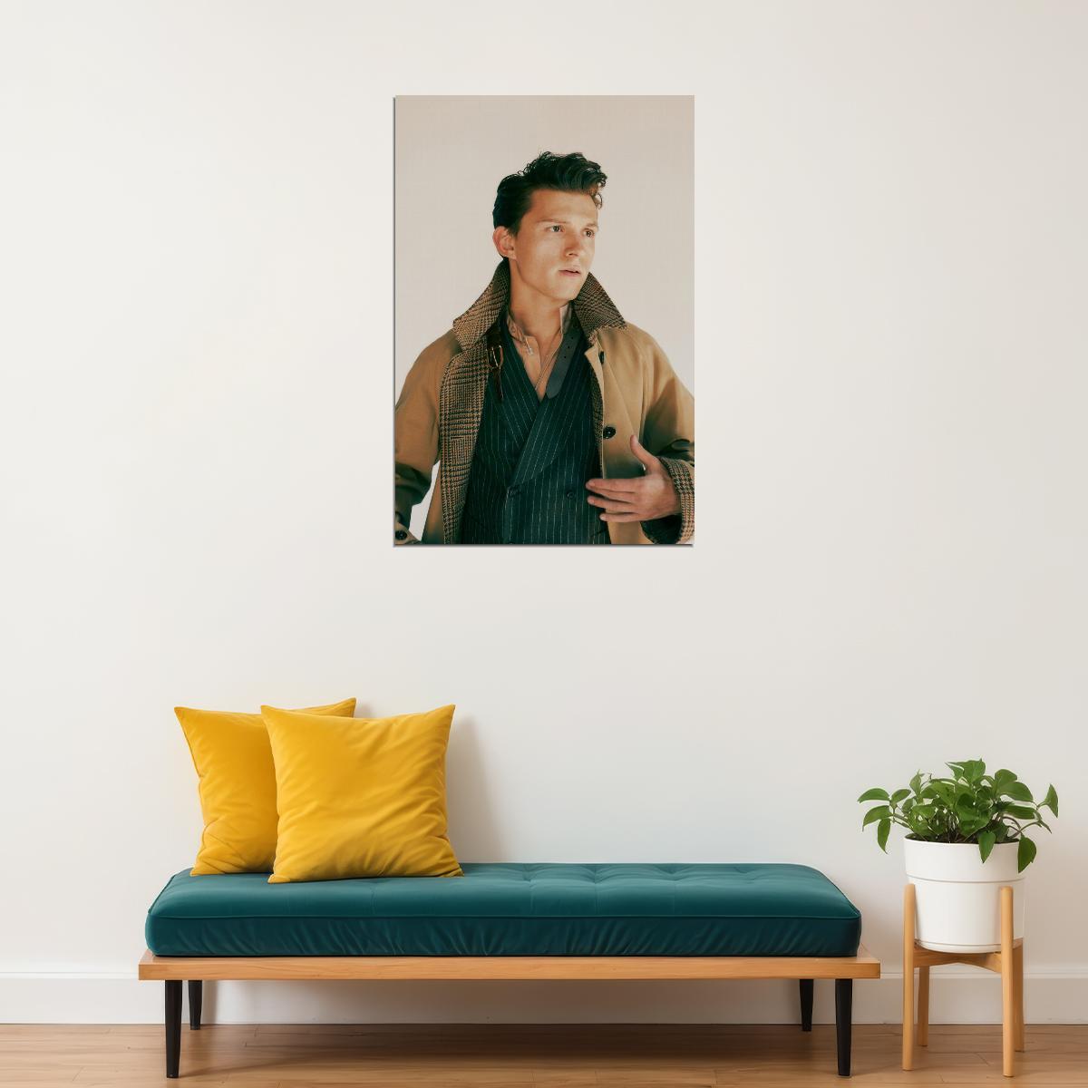 Tom Holland Retro Fashion Photo Print Hollywood Celebrity Poster Handsome Man Wall Art Hot Male Aesthetic Decor for Bedroom Office