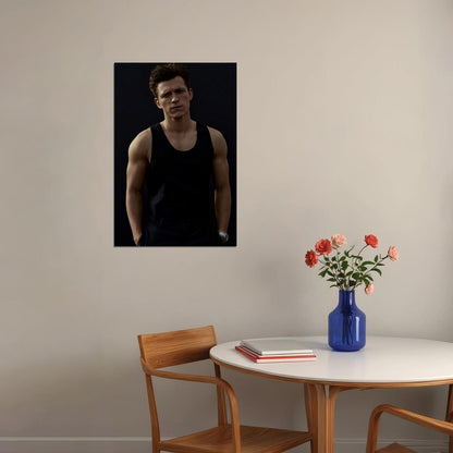 Tom Holland Stylish Black Tank Top Photo Print Hollywood Celebrity Poster Handsome Man Wall Art Hot Male Aesthetic Decor for Bedroom Living Room