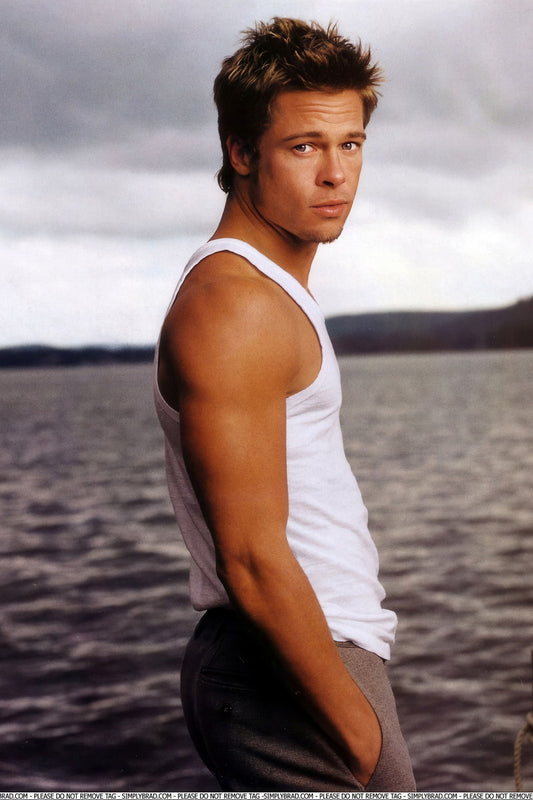 Brad Pitt Stylish Photo Print Hollywood Celebrity Poster Handsome Man Wall Art Hot Male Model Aesthetic Decor for Bedroom Living Space - xonomax