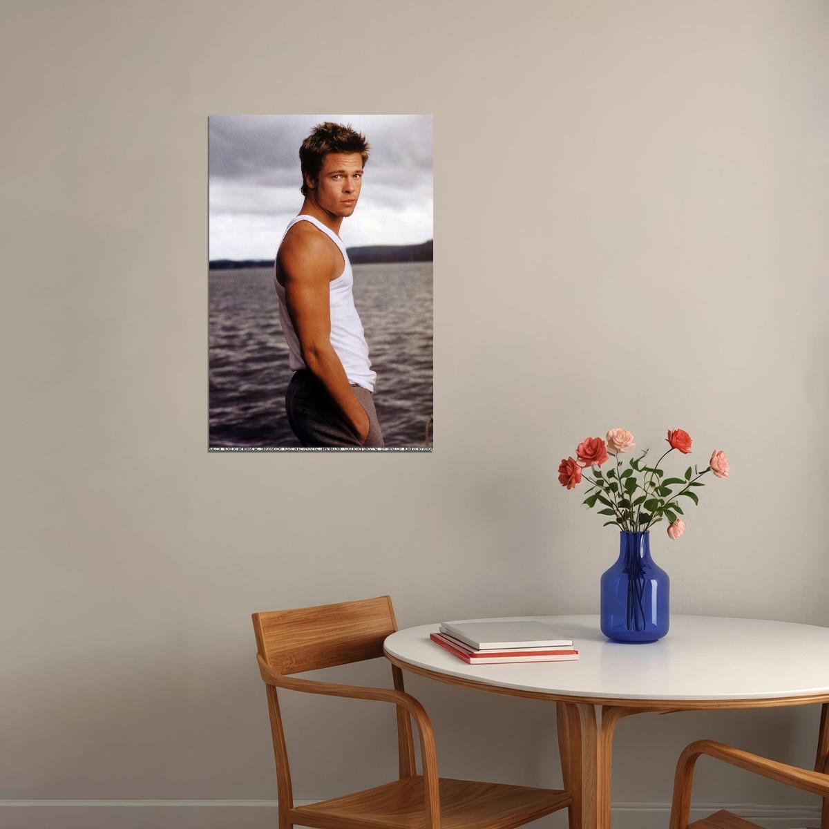 Brad Pitt Stylish Photo Print Hollywood Celebrity Poster Handsome Man Wall Art Hot Male Model Aesthetic Decor for Bedroom Living Space - xonomax