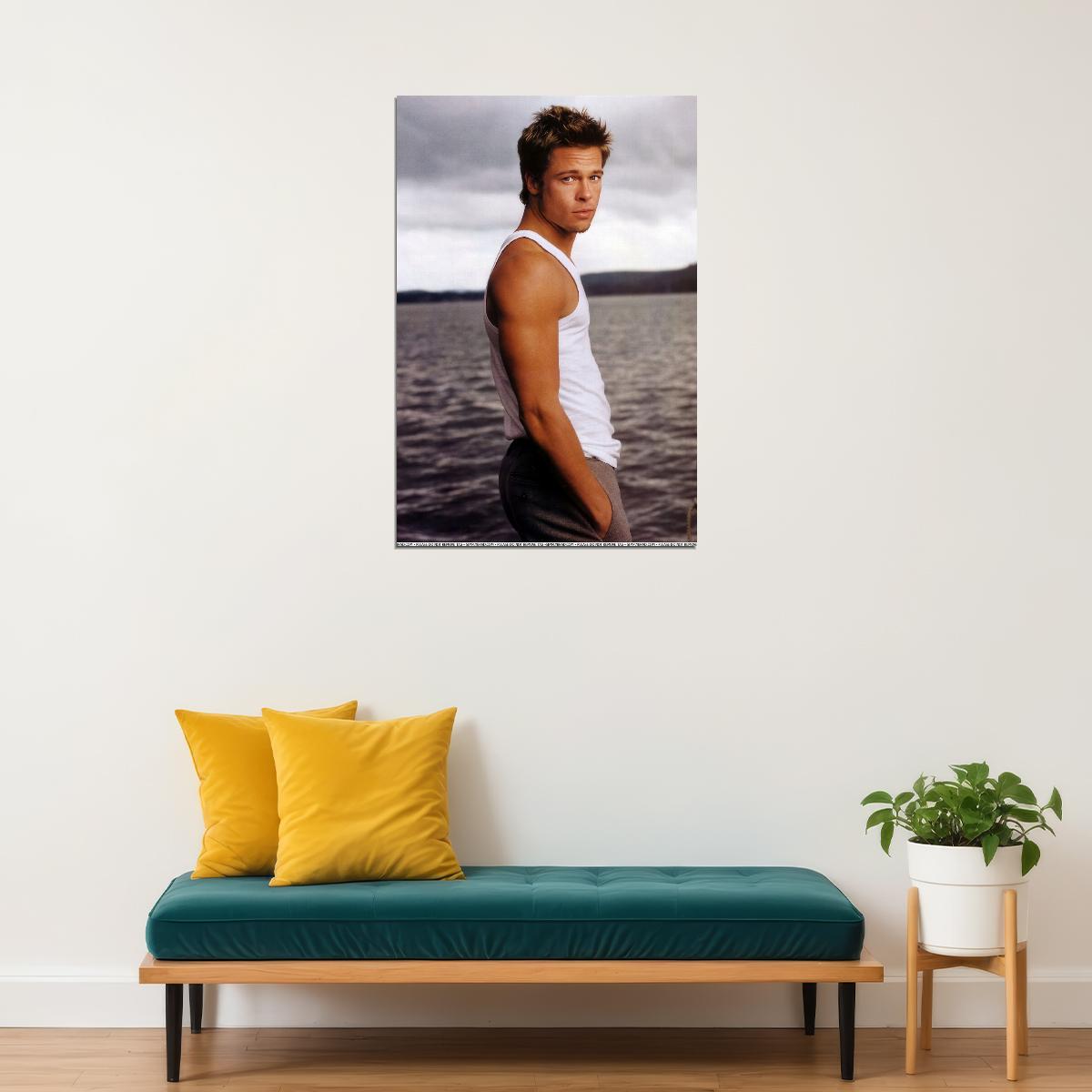Brad Pitt Stylish Photo Print Hollywood Celebrity Poster Handsome Man Wall Art Hot Male Model Aesthetic Decor for Bedroom Living Space - xonomax