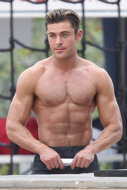 Zac Efron Gym Workout Photo Print Hollywood Celebrity Poster Shirtless Handsome Man Wall Art Hot Male Aesthetic Decor for Bedroom Living Room
