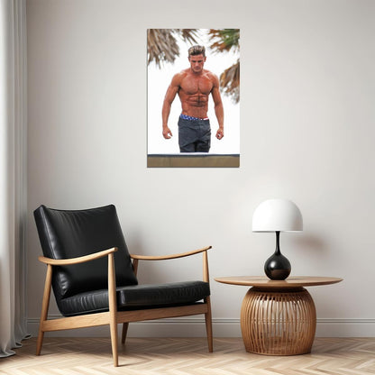 Zac Efron Athletic Photo Print Hollywood Celebrity Poster Shirtless Handsome Man Wall Art Hot Male Model Aesthetic Decor for Bedroom Living Space