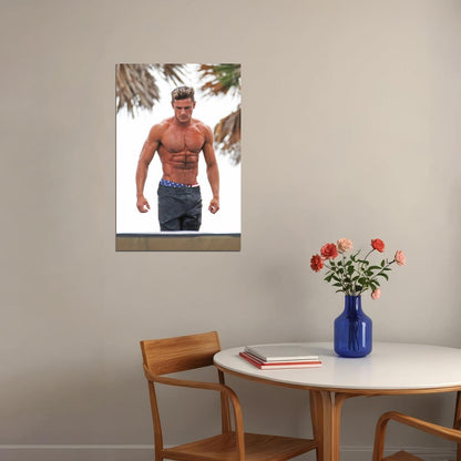 Zac Efron Athletic Photo Print Hollywood Celebrity Poster Shirtless Handsome Man Wall Art Hot Male Model Aesthetic Decor for Bedroom Living Space