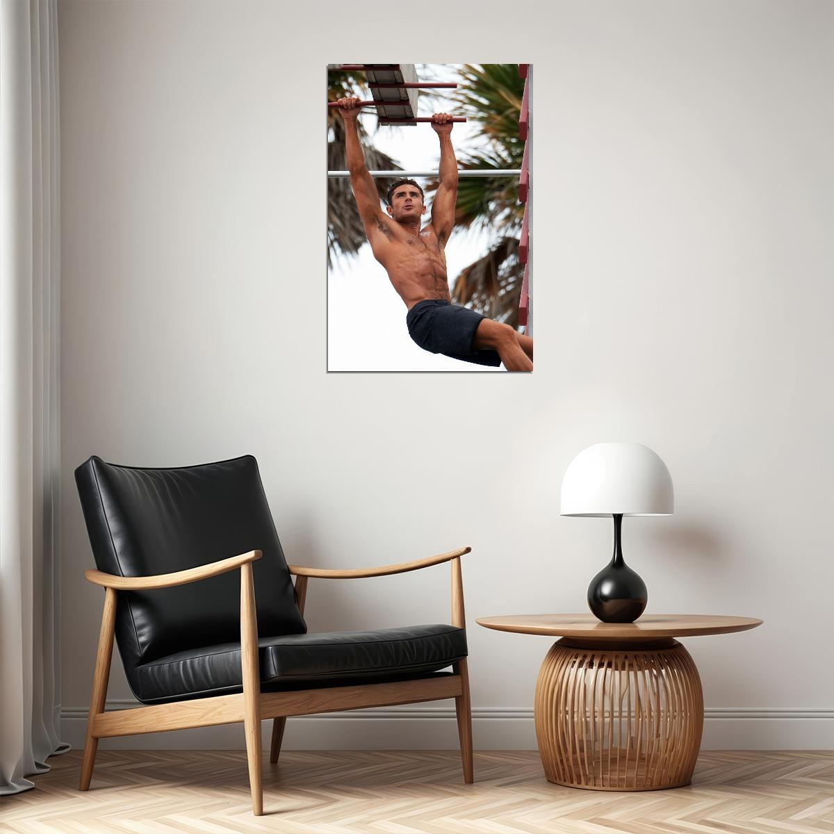 Zac Efron Outdoor Fitness Photo Print Hollywood Celebrity Poster Shirtless Handsome Man Wall Art Hot Male Aesthetic Decor for Bedroom Living Room
