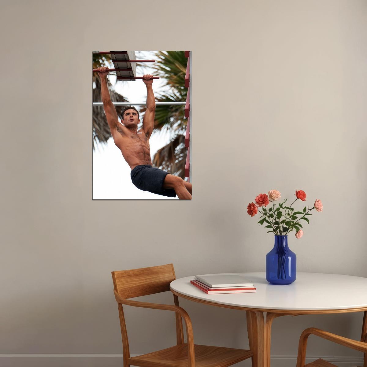 Zac Efron Outdoor Fitness Photo Print Hollywood Celebrity Poster Shirtless Handsome Man Wall Art Hot Male Aesthetic Decor for Bedroom Living Room