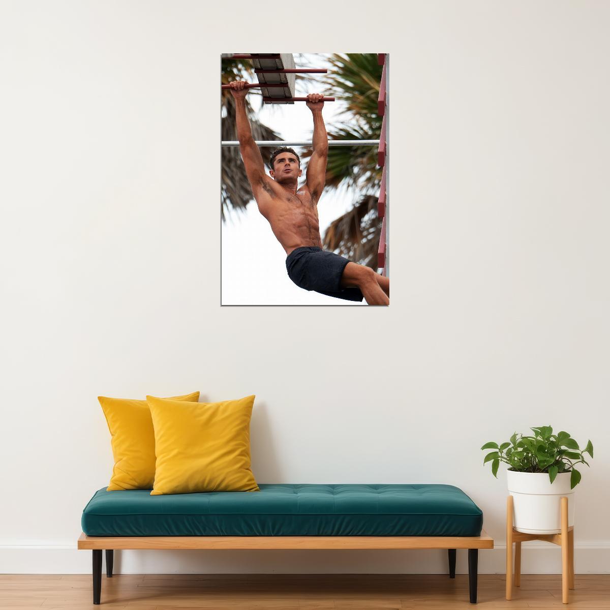 Zac Efron Outdoor Fitness Photo Print Hollywood Celebrity Poster Shirtless Handsome Man Wall Art Hot Male Aesthetic Decor for Bedroom Living Room