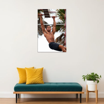 Zac Efron Outdoor Fitness Photo Print Hollywood Celebrity Poster Shirtless Handsome Man Wall Art Hot Male Aesthetic Decor for Bedroom Living Room