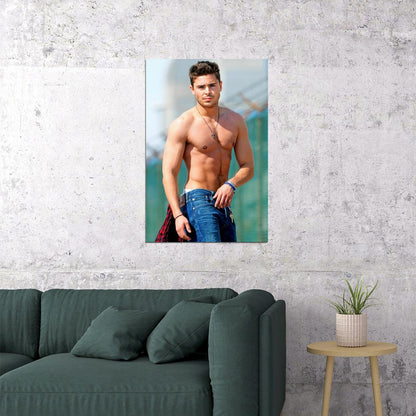 Zac Efron Beach Walk Photo Print Hollywood Celebrity Poster Shirtless Handsome Man Wall Art Hot Male Model Aesthetic Decor for Bedroom Living Room