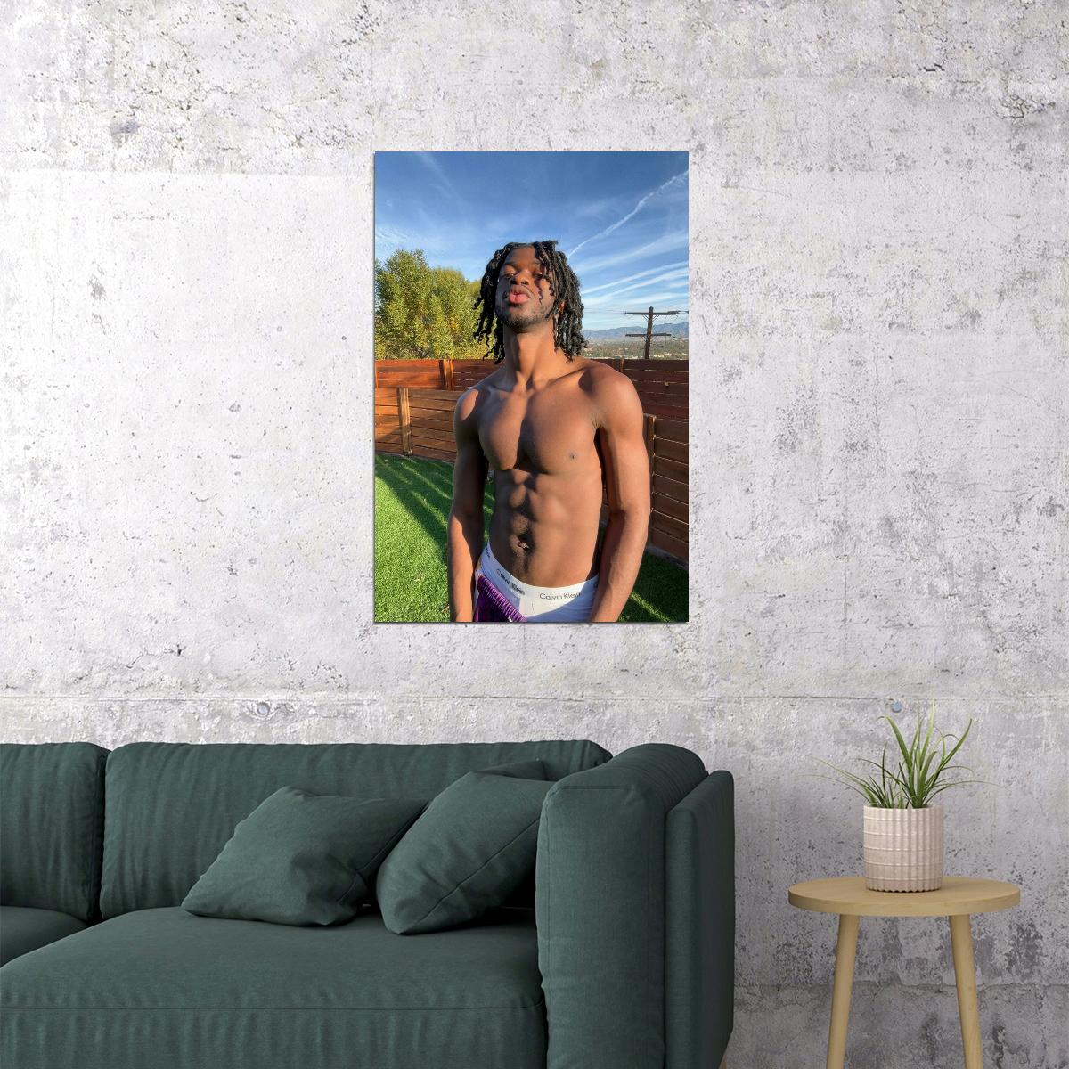Lil Nas X Outdoor Photo Print Gay Icon Hollywood Celebrity Poster Shirtless Handsome Black Man Wall Art Hot Male Aesthetic Decor for Bedroom Living Room - xonomax