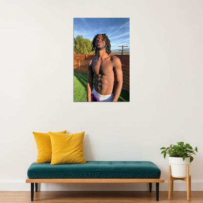 Lil Nas X Outdoor Photo Print Gay Icon Hollywood Celebrity Poster Shirtless Handsome Black Man Wall Art Hot Male Aesthetic Decor for Bedroom Living Room - xonomax